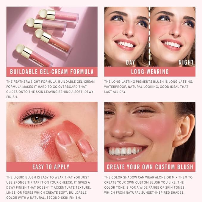 Velvet Liquid Blush, Natural Matte Finish Looking, Dewy Cheek Tint, Soft Cream Face Blush,Moisturizing Lightweight Blendable Feel,Long-Lasting 0.25 oz/7.5ml - 03#