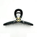 Shiny Black Large Hair Claw Clip with Gold Accent – Shatterproof & Long-Lasting Trendy Women’s Hair Styling Accessory