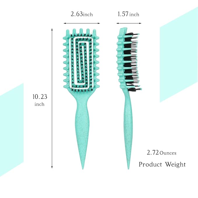 Curl Defining Brush for Curly Hair, Flexi Vented Brush for Faster Drying Hair, Detangling and Shaping to Reduce Pulling (Green)
