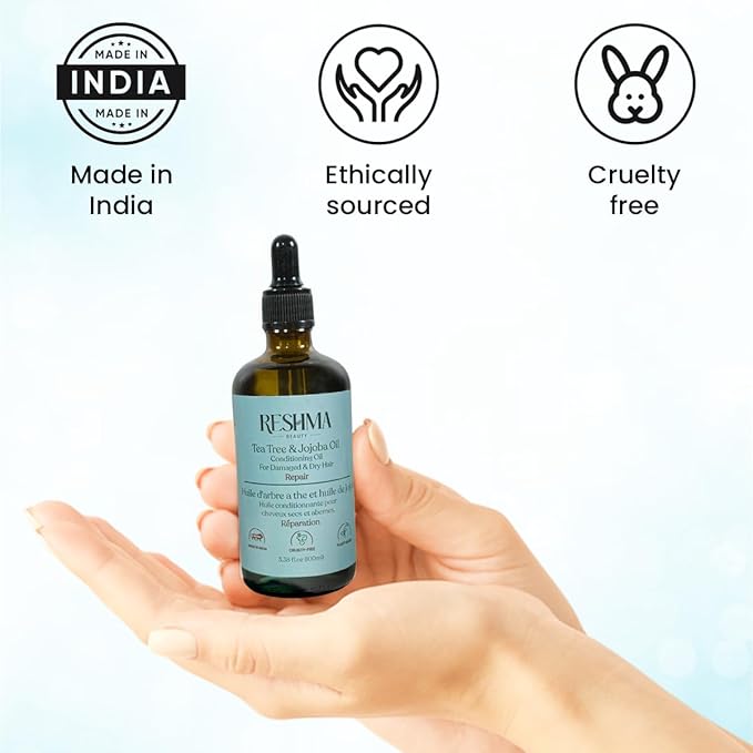 Reshma Beauty Tea Tree & Jojoba Oil – Henna Infused Conditioning Oil for Dry & Damaged Hair | Hydrates, Repairs & Strengthens
