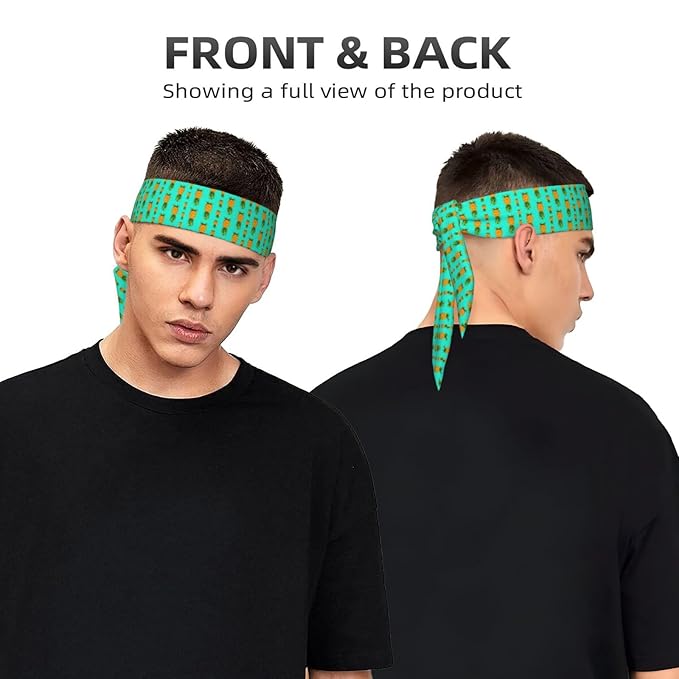 Boys Girls Sports Sweatband, Multifunction Elastic Head Band for Running Fitness Shower, Beauty Skinny Upside Down Pineapples Tropical Headwear Hair Accessories