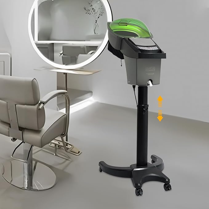 700W Fast-Heating Ozone Steam Therapy + 7-Color Light Scalp Treatment, Adjustable Height (50-58.66") Hooded Dryer w/ 1700mL Tank & Wheels, Auto Shut-Off (Black)