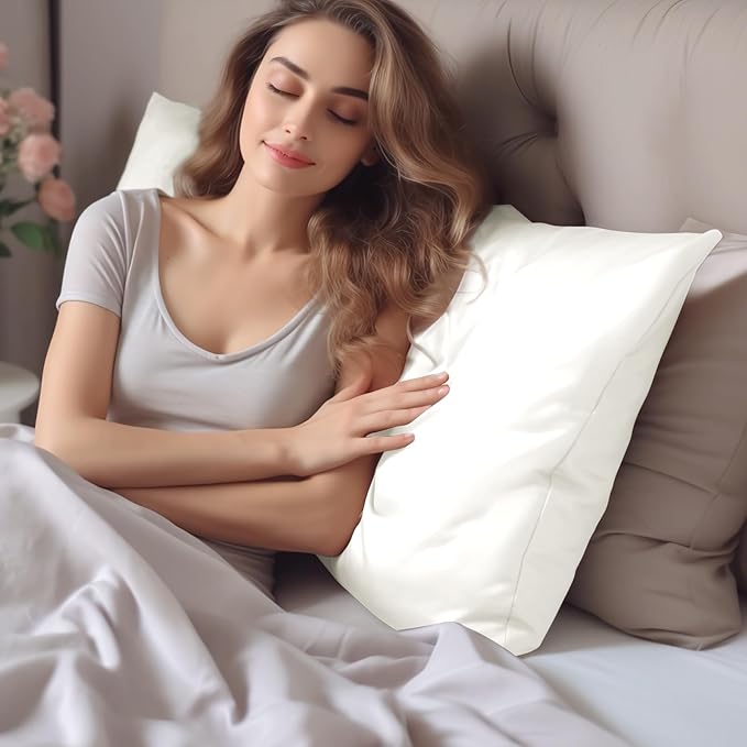 INFIIXSO Mulberry Silk Pillow Case King Size, Silk Pillowcase with Hidden Zipper 20"x36", Extraordinary Smooth and Soft Pillow Cases for Hair and Skin(Cream, 1 Pack)