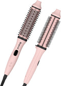 Dual Voltage Thermal Brush, 1.5 Inch Heated Round Brush for Blowout Look, Heated Curling Styler with Negative Ions & Ceramic for Volumizing, 6 Temps & Auto Shut-Off, No Damage, Pink