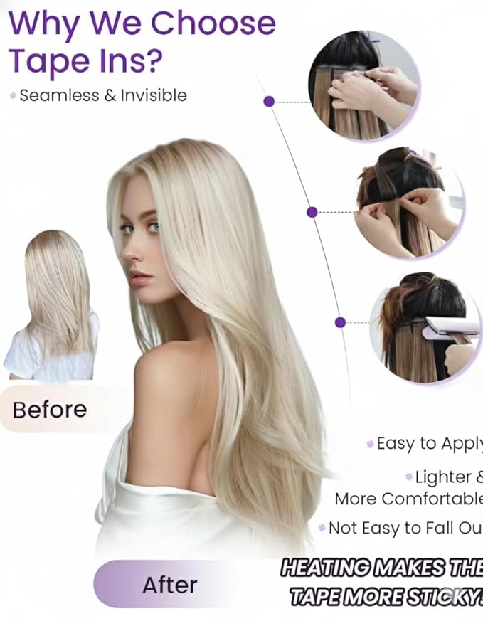 LaaVoo Tape in Extensions Human Hair Ombre Hair Extensions Real Human Hair Tape in Dark Brown to Blonde Balayage 24 Inch 20pcs 50g