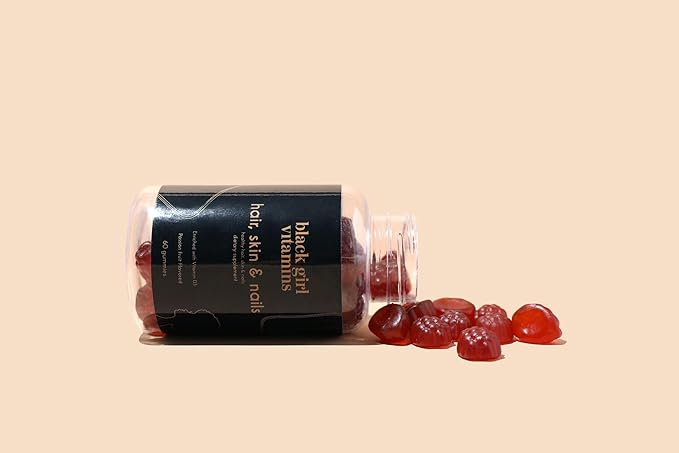 Black Girl Vitamins - Hair, Skin, and Nails Gummies with Biotin (6000 mcg), Zinc, Gelatin Free, Vitamin A, and Vitamin E - Gluten-Free. Made in The USA (Passion Fruit, 60 Count) 30 Day Supply