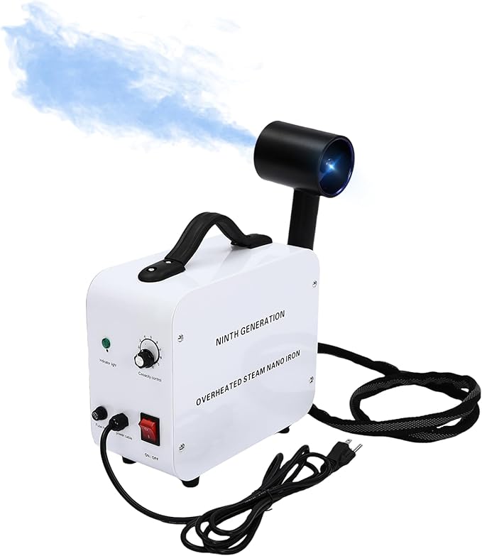 Nano Vaporizing Sprayer, White 1300W Hairdressing Salon Nano Micro Mist Vaporizer, Nano Hair Steamer Machine for Hair Care and Hair Restoration(1300W White)