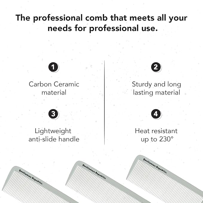 Gentlemen Republic Fade Comb for Men's Hairstyles - Soft Round Tips, Precision Teeth with Sturdy Body for Fades, Blending, and Cuts