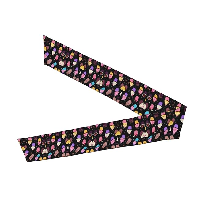 Boys Girls Space Galaxy Ice Cream Cake Black Sports Sweat Bands Boho Style Beauty Skinny Hair Band Headdress for Sports Fitness Shower