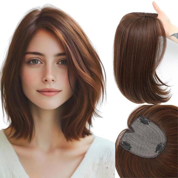 Hair Toppers for Women Large Base Toppers Hair Pieces for Women with Thinning Hair Clip Ins Fake Bangs Perfect Solution for Thinning-hair and Stylish Upgrade 15 Inch
