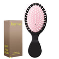 Mini Hair Bursh for Women Men and Kids, Protable Travel Size Hair Brush for Pockets Purse backpack, Mini Detangler Brush for All Hair Types, Small Hair Brush for Detangling(Black&Pink)