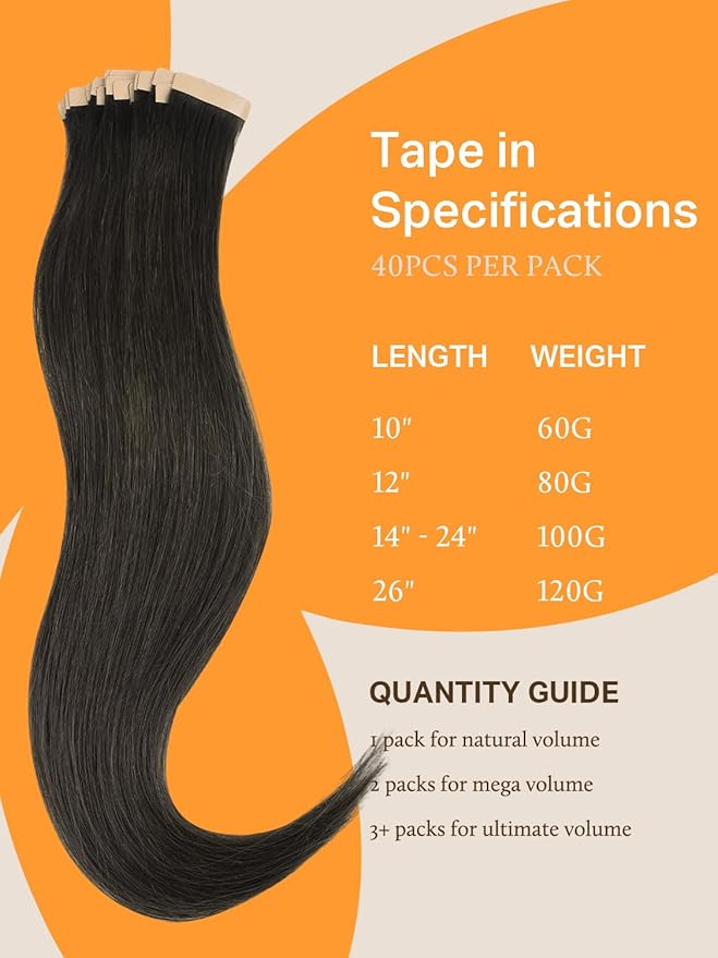 DOORES Real Human Hair Extensions - Mocha Brown, 26 Inch, 40pcs 120g Tape in Straight Remy Hair, Skin Weft