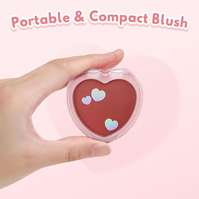 Boobeen Powder Blush Matte Pressed Blush Palette, Highly Pigmented Cream Pink Blusher for Cheeks, Blusher Compact Powder Makeup Lightweight Easily Blends, Single Color Rouge Powder