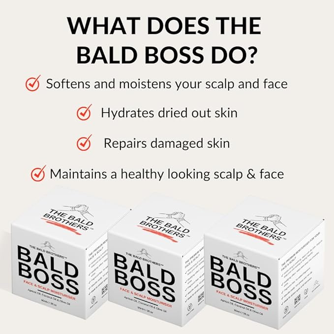 Bald Brothers Daily Bald Head Care with Apricot Seed Oil | Mattifying, vegan, no grease | Bald Boss everyday Face & Head Moisturizer | No Fragrance