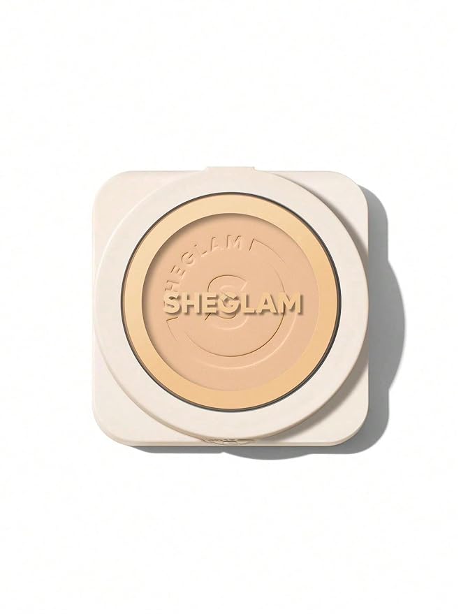SHEGLAM SKin-Focus Full Coverage Powder Foundation Oil-Control Lightweight Face Pressed Powder Makeup-Mocha