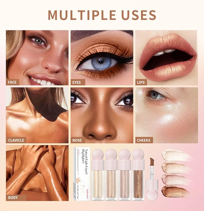 UNYOKE Liquid Highlighter, Highlighter makeup Stick，Makeup Highlighter Face Illuminator, Beauty Glow Highlight Body Shimmer, Waterproof Smooth Cream Highlighter, Longlasting Liquid Highlighter, Body Highlighter.-03#
