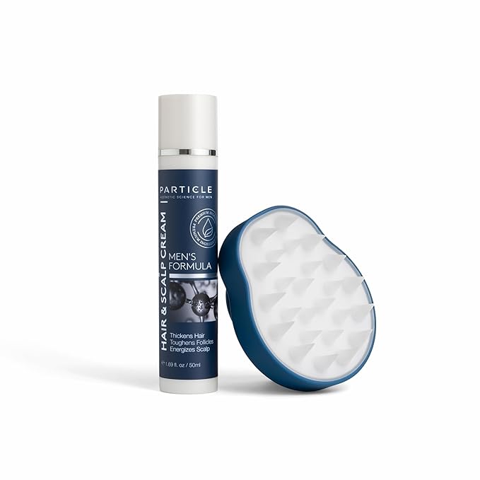 Particle Men Scalp Cream with Biotin for Helps Fight Hair Loss and Promotes Thick Full Hair (1.69 oz) Includes Scalp Massager