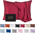 Mulberry Silk Pillowcase for Hair and Skin,King Size Cooling Silk Pillow Case with Hidden Zipper,Allergen Proof Dual Sides Soft Breathable Smooth Silk Pillow Cover for Women(King,Dark Red)