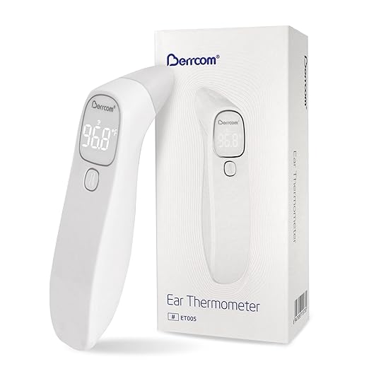 Berrcom Forehead and Ear Thermometer for Adults and Babies, Digital No-Touch Medical Thermometers with LED Display, 1s Instant Reading, Contactless Temperature Thermometer, Auto Shut-Off