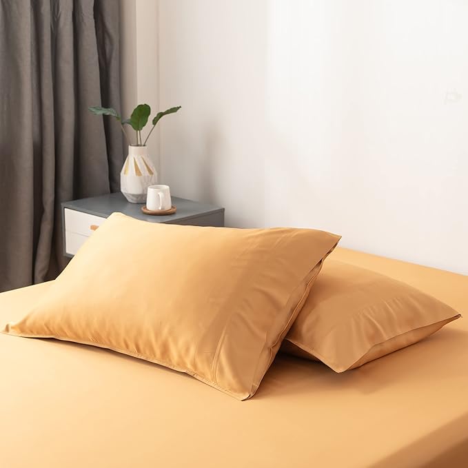 Bella Coterie | Luxury Bamboo Viscose Standard Size Pillowcase Set | 100% Organically Grown | Ultra Soft | Cooling | 2 Pcs [Marigold]