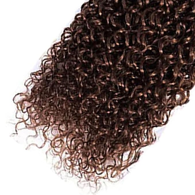 Color 4 Bundles Human Hair Brown Kinky Curly Bundles Brazilian Virgin Soft and Silky Remy Hair Single Bundle 24 Inch Double Weft Chocolate Brown Kinky Curly Bundle 100g
