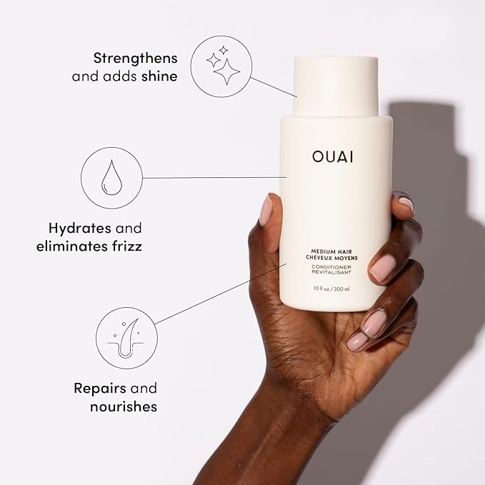 OUAI Medium Hair Shampoo & Conditioner Set, Travel Size - Hydrating Shampoo & Conditioner - With Coconut Oil, Babassu, Kumquat Extract & Keratin - Sulfate, Paraben & Phthalate Free (3 Oz)