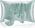 BEDELITE Satin Pillowcase with Zipper, Haze Blue Pillow Cases Queen Size Set of 2, Super Soft and Cooling Similar to Silk Pillow Cases, Gift for Women Men(20x30 Inches)