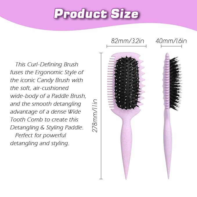 Candy Brush Curl Defining Hair Brush for Effortlessly Detangling Shaping and Styling Curls, Curl Brushes with EdgeLift for All Wet or Dry Hair Types for Women and Girl, Reduce Pulling and Frizzing