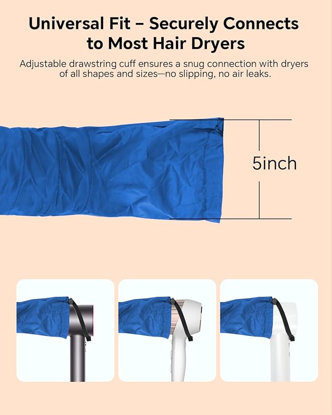 Hair Dryer Bonnet Attachment – 28.5" XL Hooded Dryer Cap for Faster Drying & Deep Conditioning, Extra-Large Space Fits Thick, Curly Hair & Styling Tools (Blue, Extra Large)