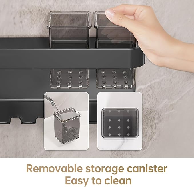 Hair Dryer Holder, Blow Dryer Organizer, Hair Dryer Holder Wall Mounted with Shelf for Bathroom, Salon, Bedroom Organizers & Storage(Matte Black)