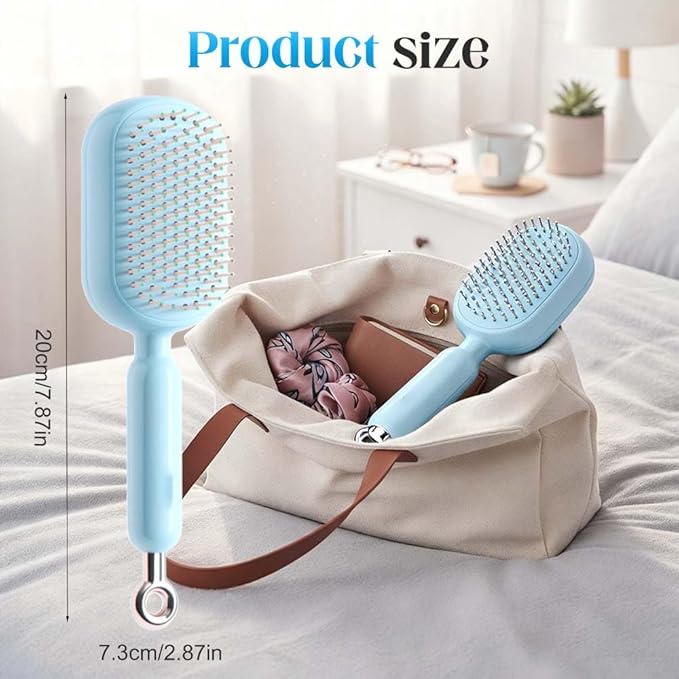 Retractable Cushion Massage Comb, 2026 New Self Cleaning Hair Brush, Anti Static Self Cleaning Hair Brush for Women Men (Pink)