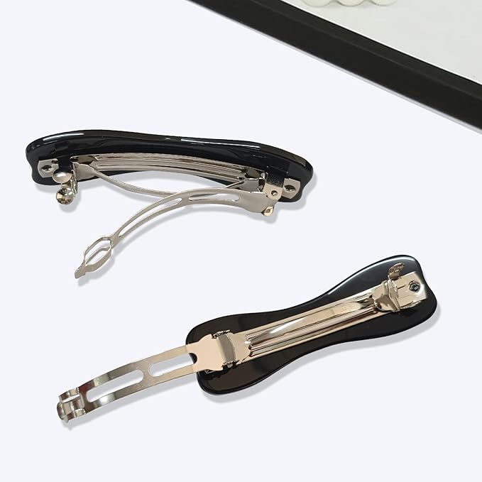 Hair Clips for Women,3.5 Inch Acetate Medium Hair Claw Clips for Women Thin Thick Curly Hair,Strong Hold No Slip Grip,French Classic Multicolor Barrettes Hair （Black Bow ）