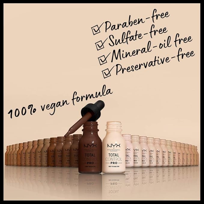 NYX PROFESSIONAL MAKEUP Total Control Pro Drop Foundation, Skin-True Buildable Coverage - Caramel