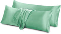 Aormenzy Satin Body Pillow Cover Set of 2, 20x54 Inches Mint Green Body Pillow Case for Adults, Silky Soft & Cooling Body Pillow Pillowcase with Envelope Closure