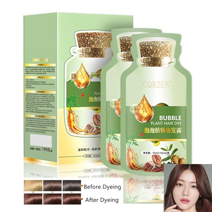 HUANG YI Natural Plant Hair Dye, New Botanical Bubble Hair Dye 30ml 10Packs/Box, Pure Plant Extract for Grey Hair Color Bubble Dye, New Botanical Bubble Hair Shampoo(Coffee)