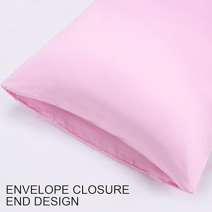 uxcell 2 Pack Silk Satin Pillowcase for Hair and Skin, Cool, Silky, Soft Breathable Pillow Cases Queen Size 20x30 Inch Sateen Pillowcase Lilac with Envelope Closure
