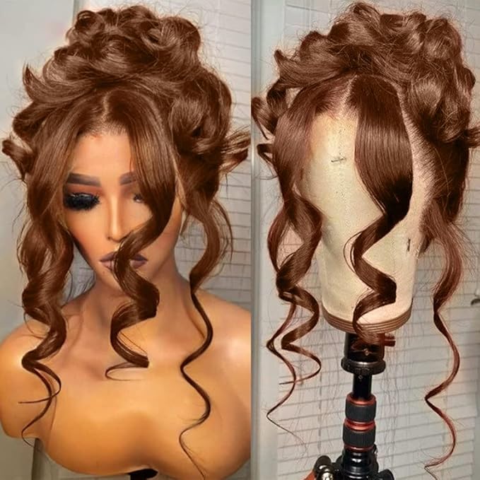 2x6 Skinlike Real HD Lace Closure Chocolate Brown Human Hair Wig 0.095mm Ultra-thin HD Lace 15A Brazilian Body Wave Virgin Human Hair Lace Closure Wigs For Black Women (28 Inch)