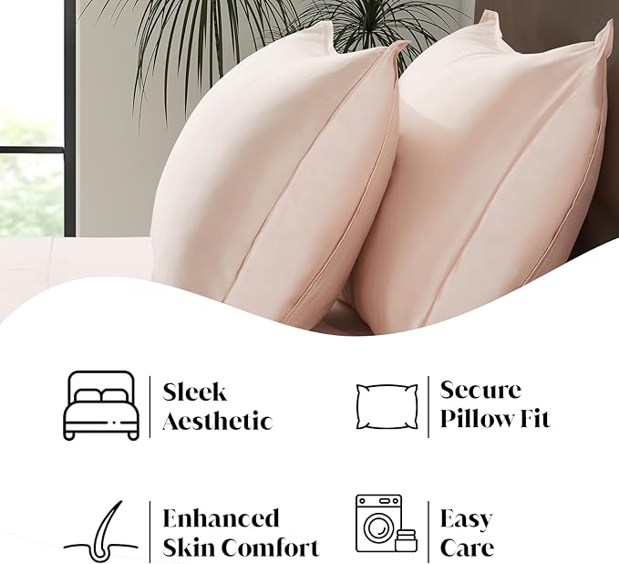 King Envelope Pillowcase Set | 100% Viscose Made from Bamboo | Organically Grown| Ultra Soft | Cooling | 2pcs [Vintage Pink]