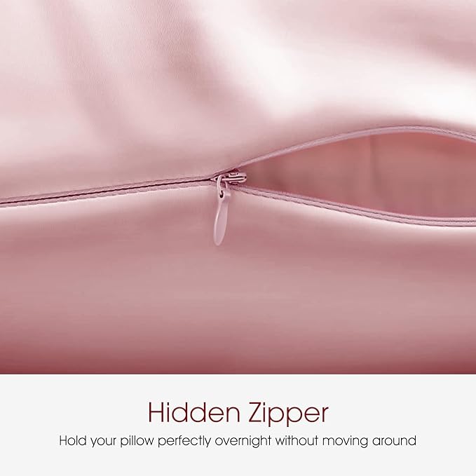 100% Silk Pillow Cases 2 Pack Queen Size Mulberry Silk Pillowcase for Hair and Skin Set of 2 Highest Grade 6A Silk Soft Breathable Cooling with Hidden Zipper, Pink