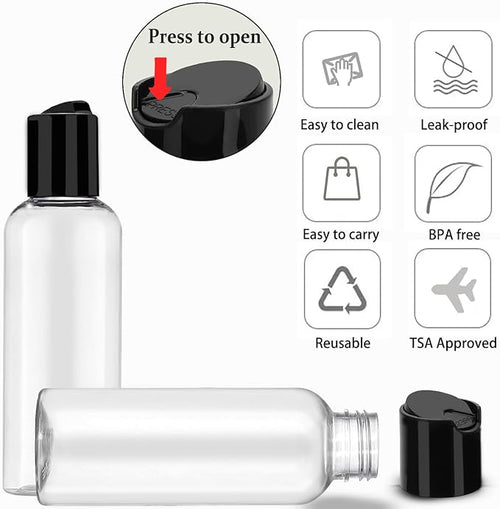 5 Pack 3.4 oz Travel Bottles for Toiletries TSA Approved Leakproof Plastic Empty Travel Size Bottles Containers with Labels