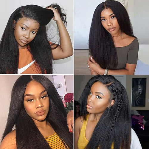 34 Inch Bundles Human Hair Natural Black Kinky Straight Bundles Brazilian Virgin Soft and Silky Remy Hair Extensions Niegmeag Double Weft Color 1B Yaki Straight Bundle 100g