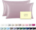 Silk Pillow Cases 2 Pack Soft Breathable and Sliky Standard Size Pillow Cases Set of 2,Natural Mulberry Satin Silk Pillowcase with Hidden Zipper for Hair and Skin (Lavender,20"X 26",2pcs)