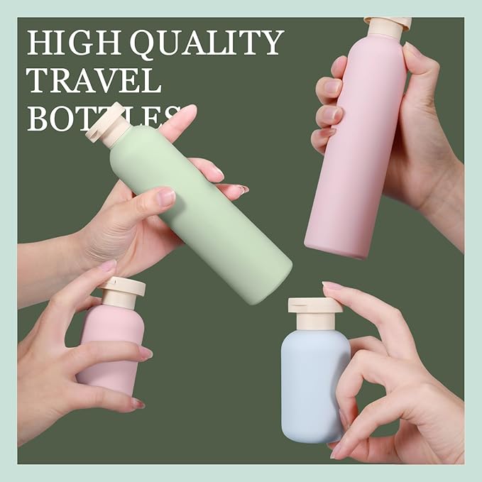 ASEVAT 6.7oz 3Pcs Plastic Refillable Travel Shampoo and Conditioner Bottles Refillable Travel Bottle with Flip Cap Plastic Refillable Shampoo and Conditioner Bottles