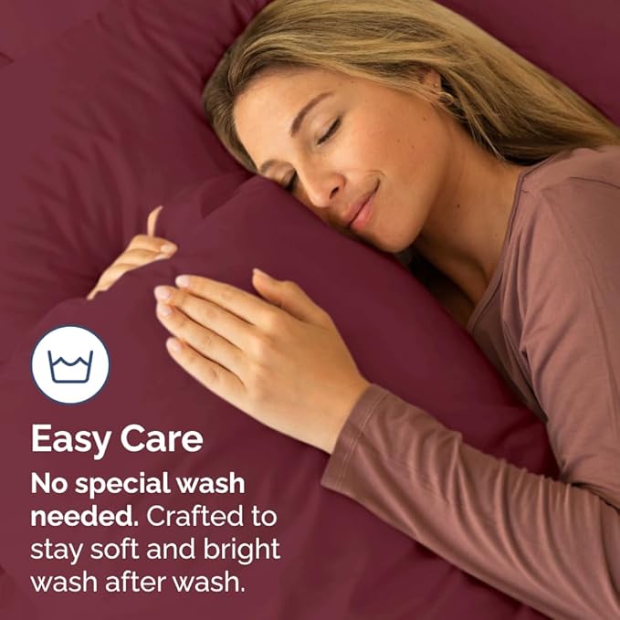 King Pillow Cases - 2 Pack - Super Soft Pillowcase Covers - Envelope Enclosure - Hotel Quality Pillow Protectors - Wrinkle Free, Shrink and Stain Resistant - Machine Washable - 20" x 40" (Burgundy)