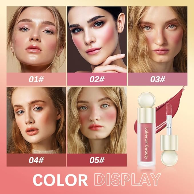 Soft Velvet Liquid Blush,Natural Cream Blush Stick for Cheeks, Dewy Cheek Tint, Long-Lasting Waterproof and Sweat proof Blush Makeup. (04 - LOVE)