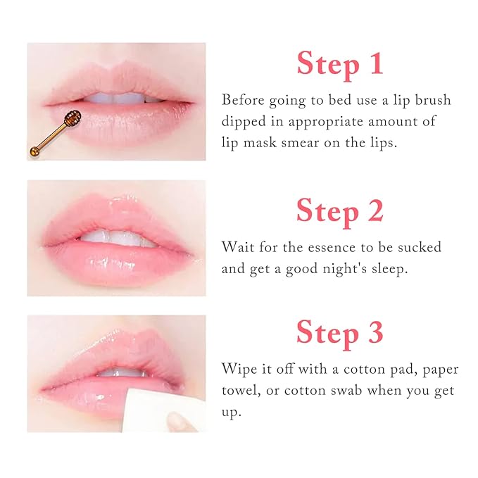 2PCS Bee Lip Balm Honey & Strawberry Lip Balm, Exfoliating Honey Pot Lip Balm Sleeping Lip Mask with Brush, Hydrating & Prevention Dry and Cracked, Lip Scrubs Exfoliator & Moisturizer