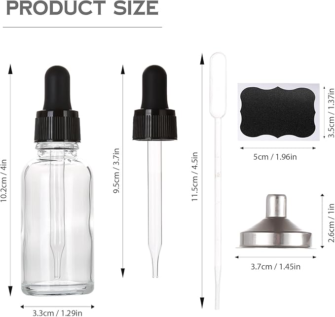 1 oz Glass Dropper Bottles,4 Pack 30ml Empty Reusable Leak Proof Thick Tincture Bottles for Essential Oils,Hair Oil,Liquids,Laboratory,Pharmacist Bottle,Massage,Perfumery Aromatherapy