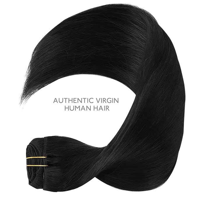 WENNALIFE Clip in Hair Extensions Real Human Hair, 18 Inch 150g 9pcs Jet Black Remy Hair Thicker Double Weft Extensiones De Cabello Humano Con Clip Ins Straight Full Volume
