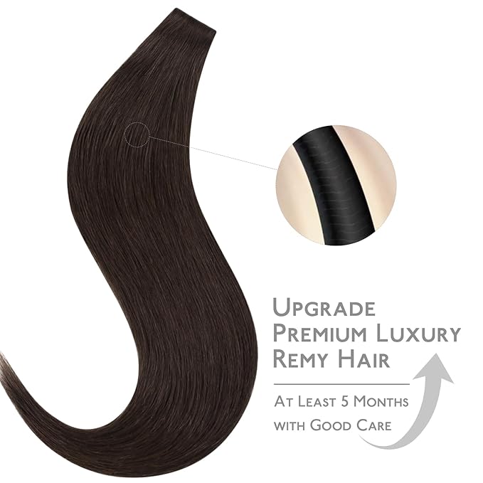 WENNALIFE Invisi Edge Tape in Hair Extensions Human Hair, 20 Inch 50g 20pcs Light Dark Brown Invisible Luxury Remy Hair Extensions Natural Seamless Injected Tape Ins Straight Extensiones De Cabello Hu