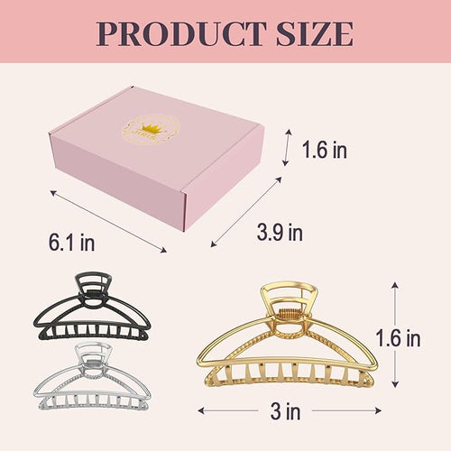 3PCS 3inch Metal Hair Clips,Metal Hair Claw Clips For Women,Hair Catch Barrette Jaw Clamp,Half Bun Hairpins for Everyday Use.(Set1)